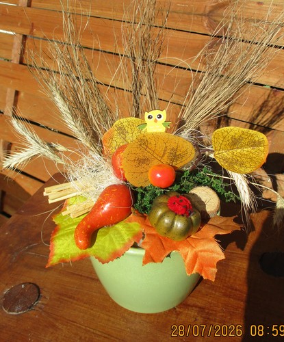 Gesteck topf herbst kürbis - ,