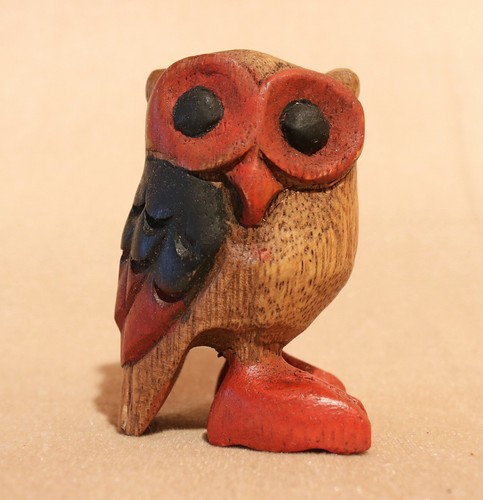 Holz eule rote - rote, augen