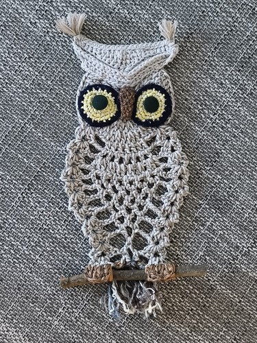 Eule gestrickt zum aufhängen - eule,